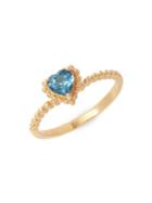 Lord & Taylor 14k Yellow Gold, Heart-shape London Blue Topaz Ring