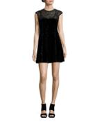 Design Lab Lord & Taylor Mesh-accented Velvet Dress