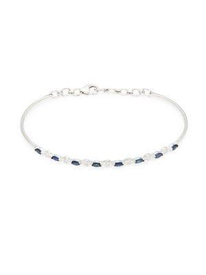 Lord & Taylor Diamond, Sapphire And 14k White Gold Bracelet