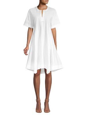 Donna Karan Contrast Stitched V-neck Trapeze Dress
