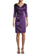 Tahari Arthur S. Levine Foldover V-neck Sunburst Sheath Dress
