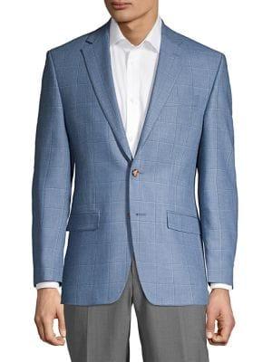 Lauren Ralph Lauren Classic-fit Windowpane Check Silk-wool Blazer