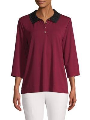 Karl Lagerfeld Paris Lace-trim Stretch Top