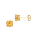 Lord & Taylor Citrine And 14k Yellow Gold Square Stud Earrings