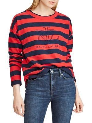 Lauren Ralph Lauren Striped Logo French Terry Tee