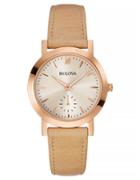 Bulova Rose Goldtone Watch With Leather Strap