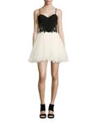 Blondie Nites Two-tone Sleeveless Embellished Fit-and-flare Dress
