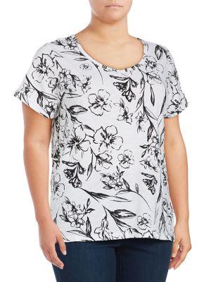 Lord & Taylor Plus Floral Printed Top