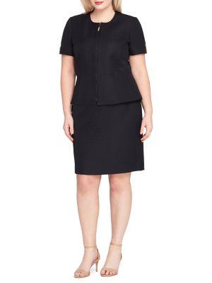 Tahari Arthur S. Levine Zip Peplum Jacket And Skirt Suit