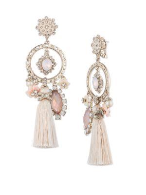 Marchesa Faux Pearl And Crystal Tassel Chandelier Earrings
