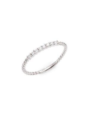 Lord & Taylor 14k White Gold And Diamond Twist Ring
