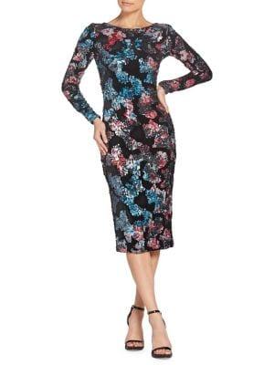 Dress The Population Emery Sequin Long-sleeve Sheath Dress
