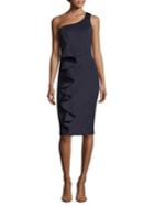 Betsy & Adam One-shoulder Rhinestone-embellished Dress