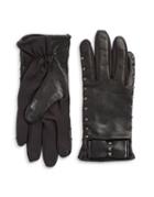 Lord & Taylor Touchscreen Studded Leather Gloves