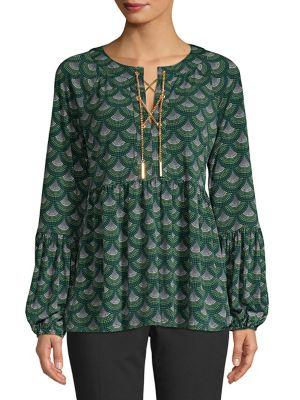 Michael Michael Kors Lace-up Ballon Sleeve Blouse