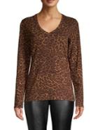 Lord & Taylor Animal Printed V-neck Top