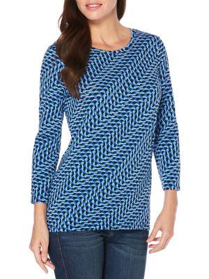 Rafaella Studded Wave Geo-print Top