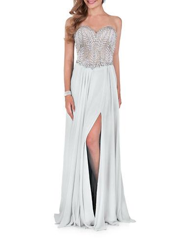 Glamour By Terani Couture Beaded Floor-sweeping Dress