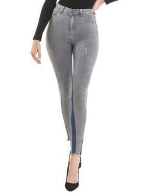 La La Anthony High-rise Side Zip Skinny Jeans