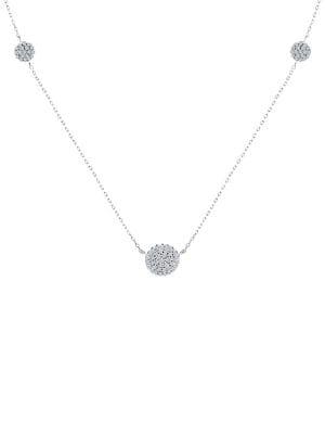 Lord & Taylor 925 Sterling Silver & Crystal Ball Station Necklace