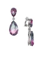 Nina Rhodium-plated And Cubic Zirconia Double Drop Clip Earrings