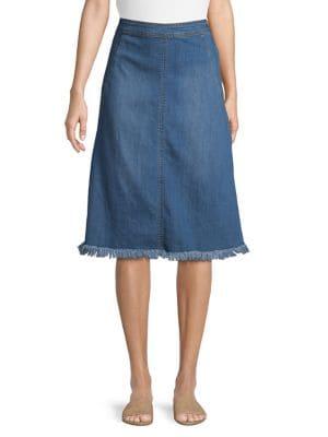 For The Republic Fringe Denim Skirt