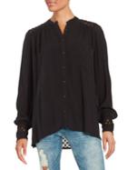 Free People The Best Eyelet Inset Button Down Shirt
