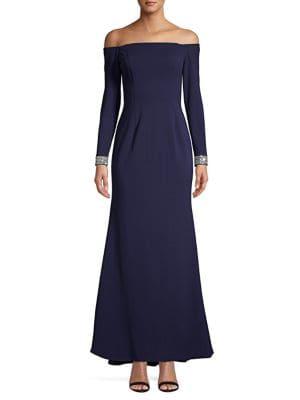 Vince Camuto Off-the-shoulder A-line Gown