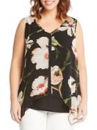 Karen Kane Plus Canyonland Floral Chiffon Overlay Top