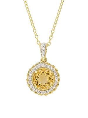 Sonatina Citrine & Diamond Halo Pendant Necklace