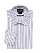 Black Brown Slim-fit Horizontal Stripe Dress Shirt
