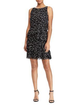 Lauren Ralph Lauren Printed Ruffled Crepe Dress