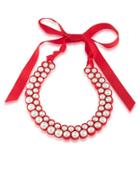 1st And Gorgeous Pearl And Grosgrain Ribbon Bib Necklace