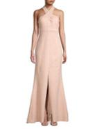 Eliza J Sleeveless Cross-neck Halter Gown