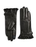 Rebecca Minkoff Tech Touch Fringe Trim Leather Gloves