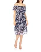 Lucky Brand Floral Off-the-shoulder Dress