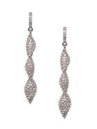 Vince Camuto Silvertone Pave Twisted Linear Earrings