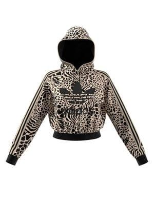 Adidas Leopard-print Cropped Hoodie