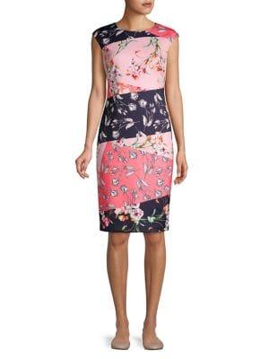 Vince Camuto Patterned Cap-sleeve Shift Dress