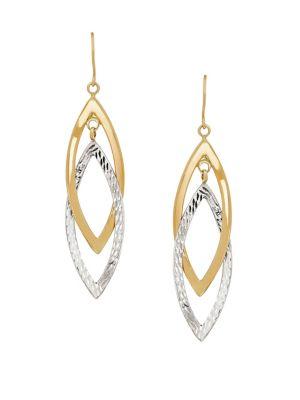 Lord & Taylor 14k Yellow And White Gold Dangle Earrings