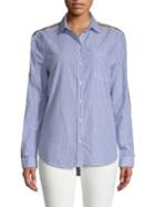 Beach Lunch Lounge Striped Long-sleeve Cotton Shirt