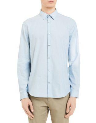 Calvin Klein Basket Weave Roll-up Cotton Button-down Shirt