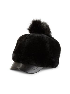 Ugg Faux Fur Pom Baseball Cap