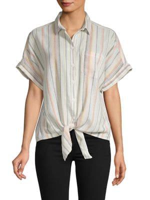 Beach Lunch Lounge Striped Tie-waist Shirt