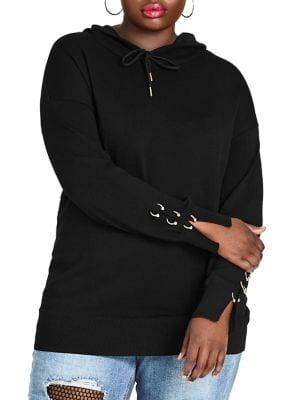 City Chic Plus Ribbed Ringlet Hoodie