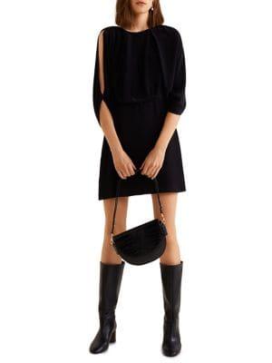 Mango Split-sleeve Flowy Crepe Dress
