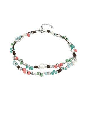 Uno De 50 Crystal And Silver Coral Multi-strand Necklace