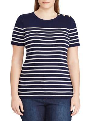 Lauren Ralph Lauren Plus Stripe Short-sleeve Sweater