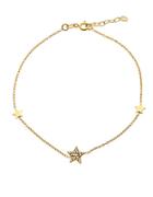 Lord & Taylor Cubic Zirconia And 18k Gold-plated Sterling Silver Star Charm Anklet