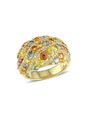 Sonatina Multicolored Sapphire And Diamond Diagonal Row Cocktail Ring